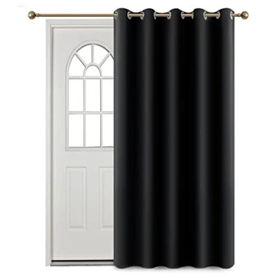 Image of Imperial Rooms Eyelet Blackout Curtains Ring Top Window Thermal Insulated Panel for Bedroom Living Room (Black, 66x84 (167x213cm))