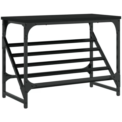 Image of vidaXL Shoe Rack Black 60x30x45 cm Engineered Wood