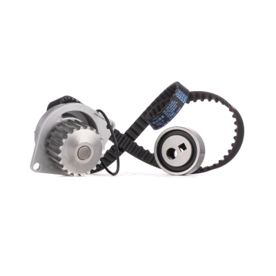 Image of VKMA03111, VKPC83428 Water Pump + Timing Belt Kit SKF VKMC 03111 with gaskets/seals 101 rounded tooth profile Plastic PEUGEOT: 205 II Hatchback