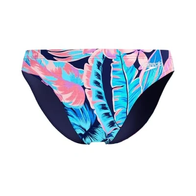 Image of Speedo Print Beachstar Brief Swimming briefs, Men&#039;s, Size: 36, Blue/pink