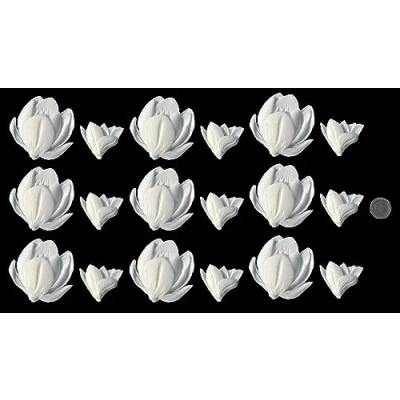 Image of 18 x Edible 3D Large Tulips Flowers icing toppers, cake cupcakes decorations (White)