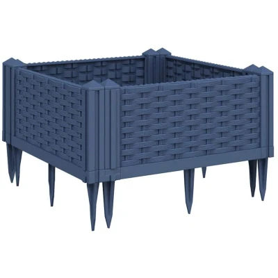 Image of vidaXL Garden Planter with Pegs Blue Grey 42.5x42.5x28.5 cm PP
