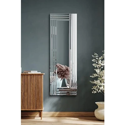 Image of MirrorOutlet Large Frameless Venetian Edge Wall Mirror Modern 3Ft11 X 1Ft3 (119cm 38cm), Metal, 119x38,Silver,SWS001