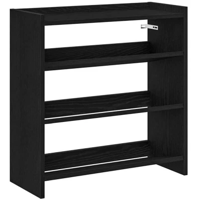 Image of vidaXL black engineered wood shoe rack organizer/multi shelf 60x25x62 cm/entryway, hallway &amp; mudroom storage solution