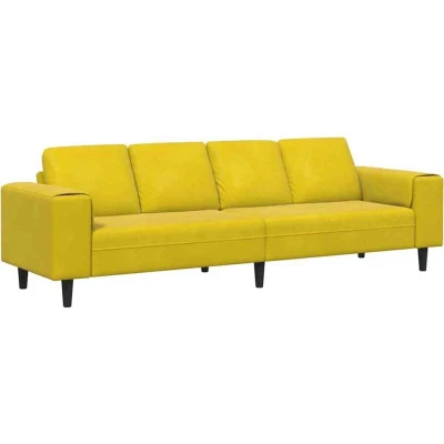 Image of vidaXL Sofa Set Yellow Velvet