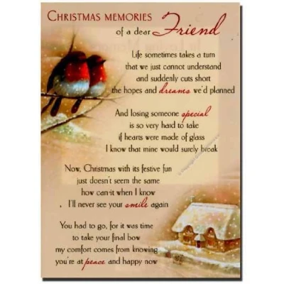 Image of Grave Card Christmas Memories of a Dear Friend Free Holder CMX15.