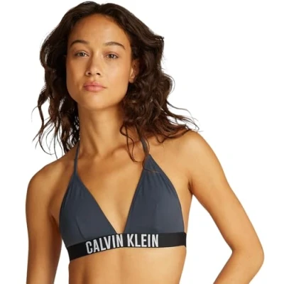 Image of Calvin Klein Swimwear Triangle Bikini top, Women&#039;s, Size: Medium, India ink