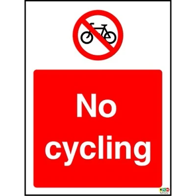 Image of 20cmx15cm No Cycling (Self Adhesive Sticker Label Sign)