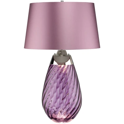 Image of Lena 2 Light Large Plum Table Lamp, tinted Glass , Heather Shade, E27