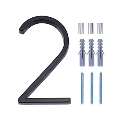 Image of LUTER 5 Inch Numery Adresu Domu Srebrne Uliczne PAmerywaj¬ce Domów Skrzynek Pocztowych Drzwi Dla Numeru (2, Black)