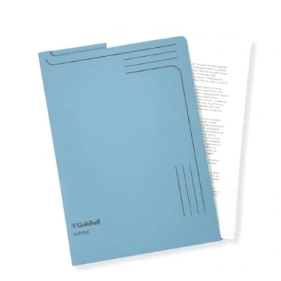 Image of Exacompta Ref 4601Z Guildhall Slip file, 315 x 230mm, 230gsm Filing Board, Top &amp; Side Openings, Printed Space for Titles, Holds Approx. 50 Sheets of A4 Paper Blue, Pack
