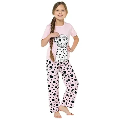 Image of undercover lingerie Girls Dalmation Long Pyjamas LN018 Pink 13 Years