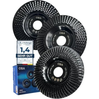 Image of OBA Angle Grinder Wood Carving disc 125mm, 3pcs Grinding Wheel, Shaping for Grinders with 22.23mm Arbor