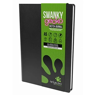 Image of Artgecko Mixed Media Sketch Journal A5 Portrait 124 Pages 150gsm White Cartridge Paper