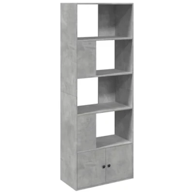 Image of vidaXL Grey Bookcase Bookshelf Rack Storage Cabinet Concrete Grey, Engineered Wood, 70 x 36 189 cm, Versatile Use in Living Room, Bedroom, Study, Basement