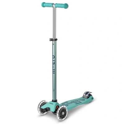 Image of Micro Scooters Maxi LED Deluxe Children&#039;s Scooter Big Wheels Handlebar Adjustable 5 12yrs Boys &amp; Girls Eco Mint
