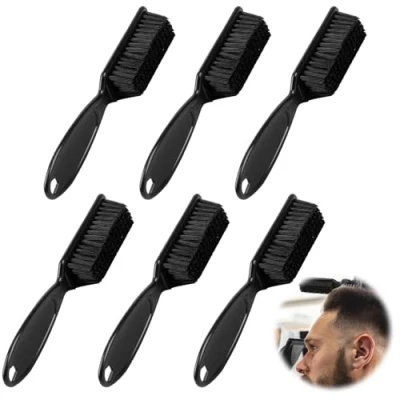 Image of Xumann 6PCS Fade Brush, Barber Brushs, Beard Cleaning Styling Tool Hair Brush for Men Women (Black)