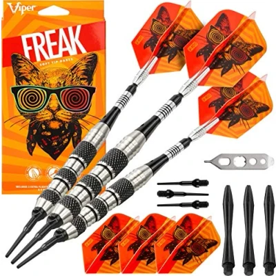 Image of Viper by GLD Products unisex adult The Freak Soft Tip Darts Triple Band 18 Grams, Black, Grams US