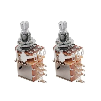 Image of Musiclily B500K Metric Coarse 18 Spline Split Shaft Pots Push/Pull Linear Taper Potentiometers for Electric Guitar Bass (Set of 2)