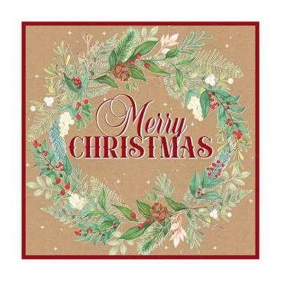 Image of Eurowrap Assorted Christmas Cards Brown Kraft Eco Cards, 2 Designs Merry and Wishes Pack of 12