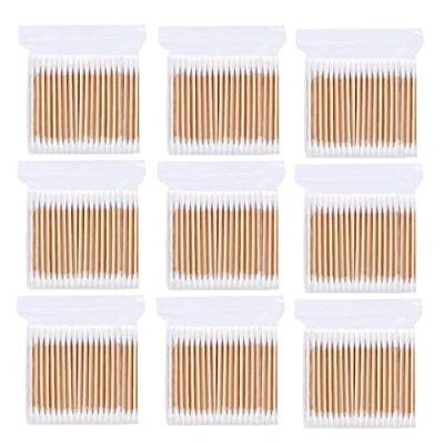 Image of BAQI 1200 Pieces Bamboo Cotton Swabs, Double Head Natural Wood Gossypium Buds, Biodegradable Swab Sticks for Makeup Clean, Ear Cleaning, Wound Care, Cosmetic Tool
