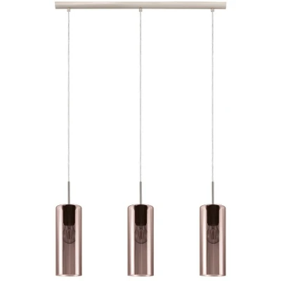 Image of Eglo Lighting Selvino 3 Lamp Straight Bar Pendant Ceiling Light Satin Nickel EG98699