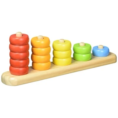 Image of GOKI 58510 Learn to Count with Wooden Rings Sort Game, Mixed