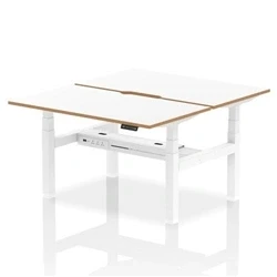 Image of Air B2B Oslo 1400x800 Adjustable 2P Bench Desk Wood Edge White/White