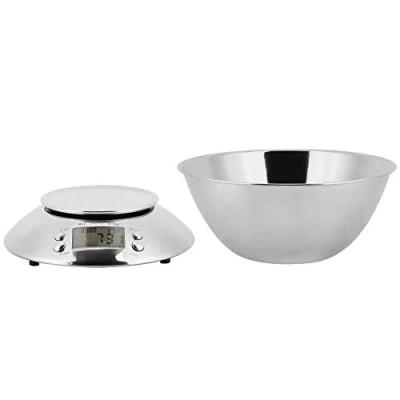 Image of Stainless Steel Electronic Digital Kitchen Scale with Removable Bowl Food Meat Weighing Scales Measures in Grams and Ounces
