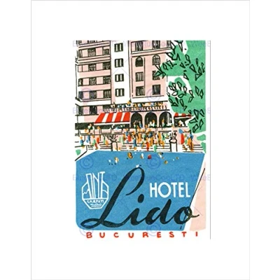Image of Wee Blue Coo Advert Travel Tourism Bucharest Hotel Lido Wall Art Print