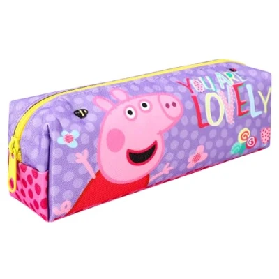 Image of Quickdraw Pig Character Pencil Case Kids Zipped Pen Girls Pink Stationery Holder Peppa Back to School Bag