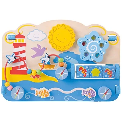 Image of Bigjigs Toys Marine Baby Activity Table Board Educational Tables for 6 Months +, Wooden 12 That Attach to Cot Bed