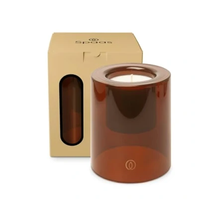 Image of Spaas Delight Scented Candle Large 40h, Nighttime Nostalgia, Ivory in Smoked Brown Glass