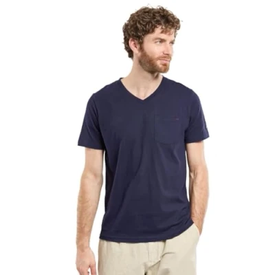 Image of Armor Lux Men&#039;s V Neck Pocket T Shirt, Deep Navy, M