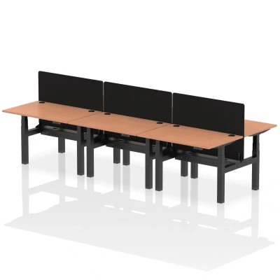 Image of Air B2B 1200x800mm Adjustable 6P Bench Desk CP Beech/Black + Screen
