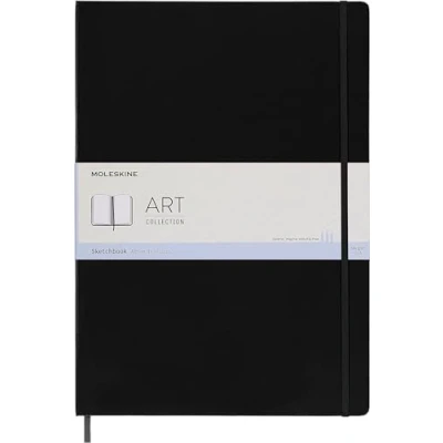 Image of Moleskine Folio Sketchbook, Drawing Book with Hard Cover and Elastic Closure, Paper Suitable for Watercolors Watercolor Pencils, Black Color, Size Large A3, 96 Pages
