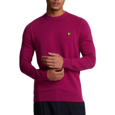 Image of Lyle &amp; Scott Mens Cotton Merino Crew Neck Sweater Rich Burgundy M