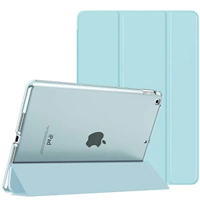 Image of MoKo Case Fit New iPad 9th Generation 2021/8th 2020/7th Gen 2019, 10.2 Slim Smart Shell Stand Cover with Translucent Frosted Back Protector,Sky Blue(Auto Wake/Sleep)