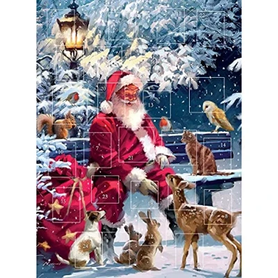 Image of Traditional Advent Calendar Santa &amp; the Baby Animals No Chocolate