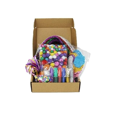 Image of Bright Ideas Art and Craft Glittery Kit with Pom Poms, Glitter Powder, Ribbons Sequins, Kids Crafting Set Ideal for Kids&#039; Arts Crafts Projects. BI8151.