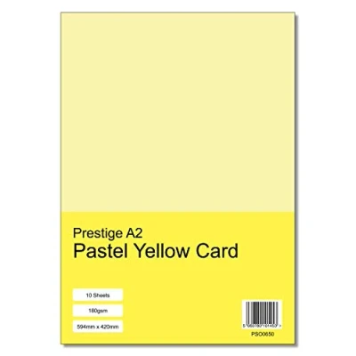 Image of Prestige A2 Pastel Yellow 180gsm Craft Card x 10 Sheets (594mm 420mm)