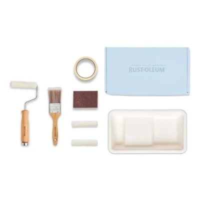 Image of Rust Oleum Ready to Roll Eco Paint Kit (Small) Kitchen Tile Gloss Soft Blues
