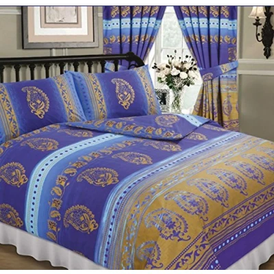Image of King Size Bed Duvet / Quilt Cover Set, Ethnic Asian Indian Floral Dots Print