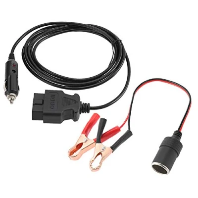 Image of Fydun Emergency Power Cable OBD II Car Memory Saver 2 in 1 Vehicle ECU Supply 12 V Protector with Clip Battery Cigarette Lighter Extension Socket
