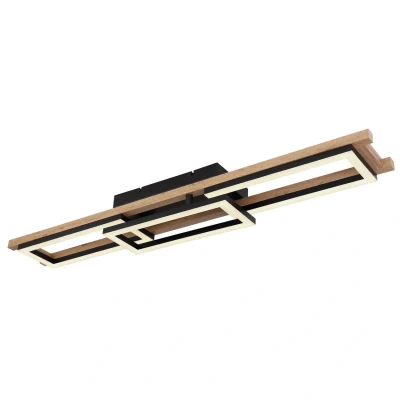 Image of Illa Integrated LED Semi Flush Ceiling Light Matt Black 3x Dimmable 2700 6500K Remote Control