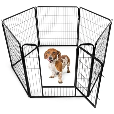 Image of 6 Panel Heavy Duty Dog Playpen, Pen, Puppy Play Pen Indoor, Outdoor Fence, Indoor Pet 80cm x