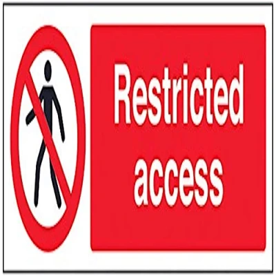 Image of V Safety Restricted Access Warning Sign 300mm x 100mm 1mm Rigid Plastic