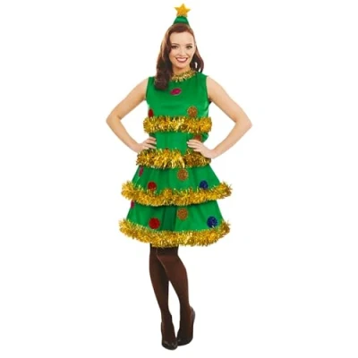 Image of Fun Shack Christmas Tree Fancy Dress for Women, Costume Adult, Costumes Xmas Large