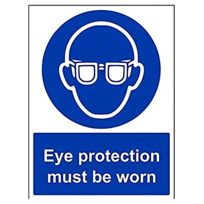 Image of V Safety Eye Protection Must Be Worn PPE Sign 300mm x 400mm Self Adhesive Vinyl