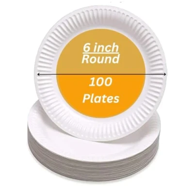 Image of Paper Plates 15cm Pack of 100, Disposable Plates, Party for Hot &amp; Cold Food Ideal Birthday Party, Christmas Kid&#039;s Parties Picnics BBQ&#039;s Camping Outdoor
